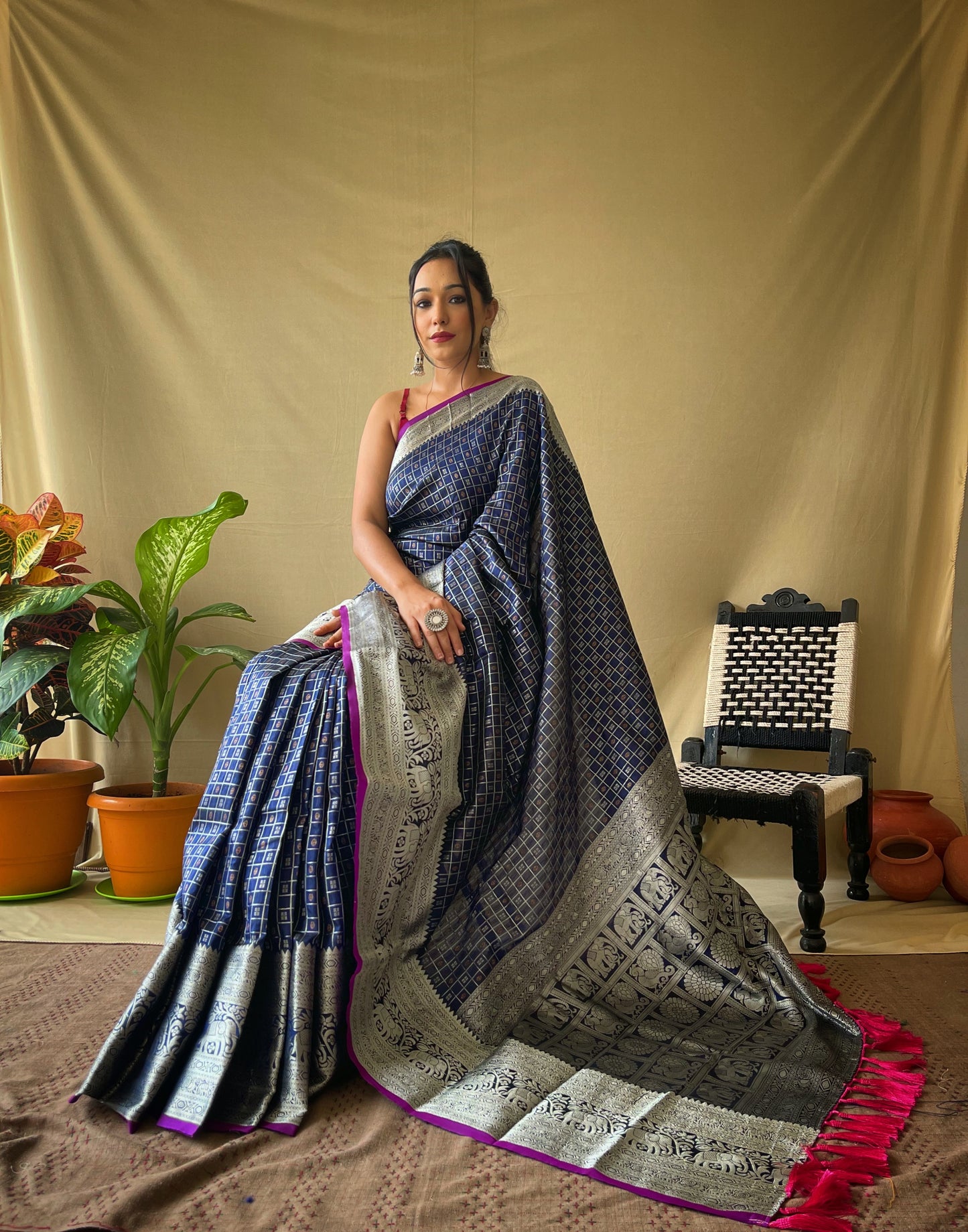 Navy Blue Color Kanjivaram Silk Saree