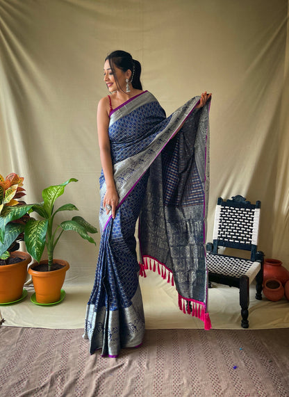 Navy Blue Color Kanjivaram Silk Saree