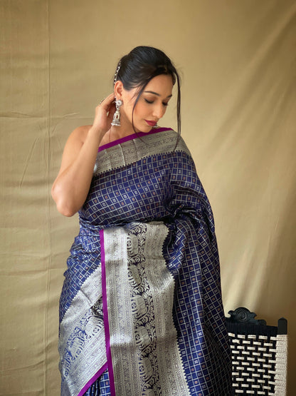 Navy Blue Color Kanjivaram Silk Saree