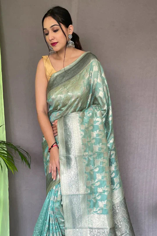 Baby Blue Organza Saree