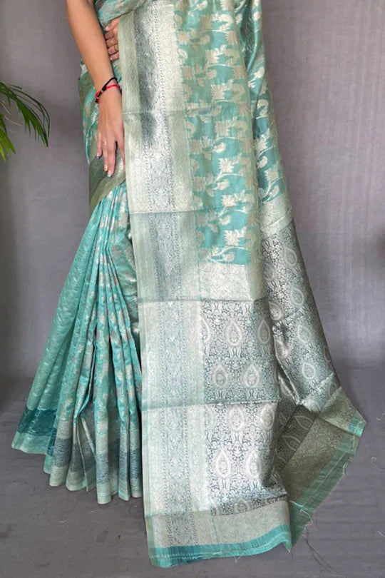 Baby Blue Organza Saree