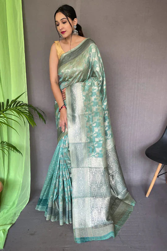 Baby Blue Organza Saree