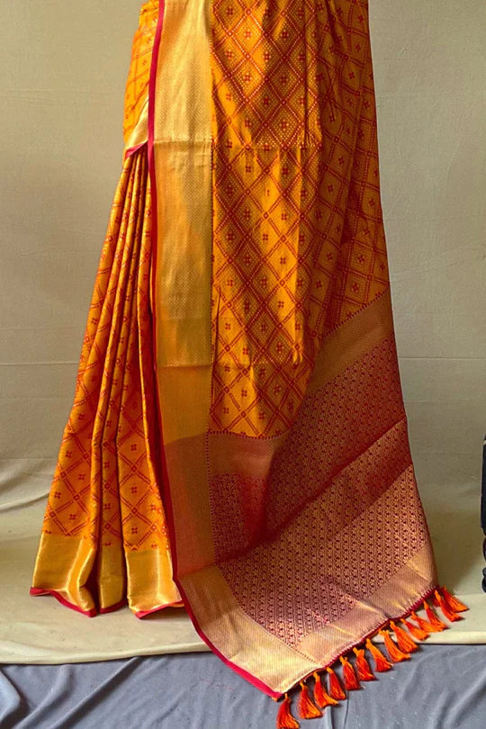 Bright Yellow Patola Saree