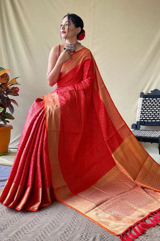 Rose Red Patola Saree