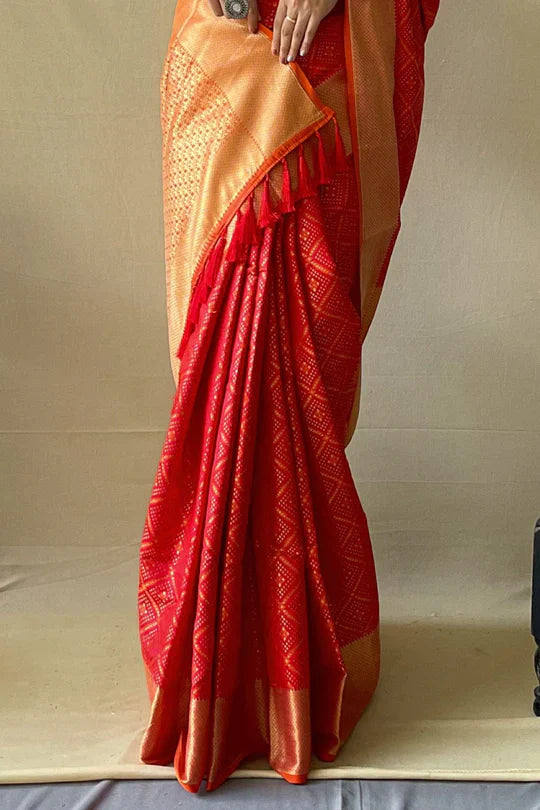 Rose Red Patola Saree