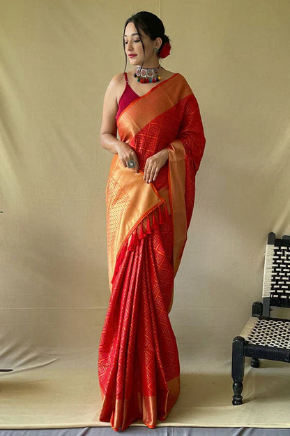 Rose Red Patola Saree