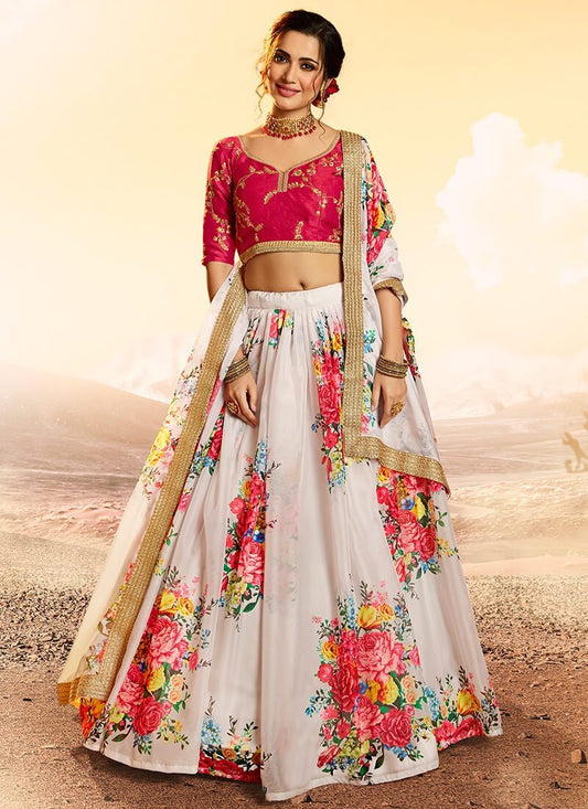 SOFT BUTTER SILK WITH DIGITAL PRINT WITH FULLY STITCH LAHENGA CHOLI