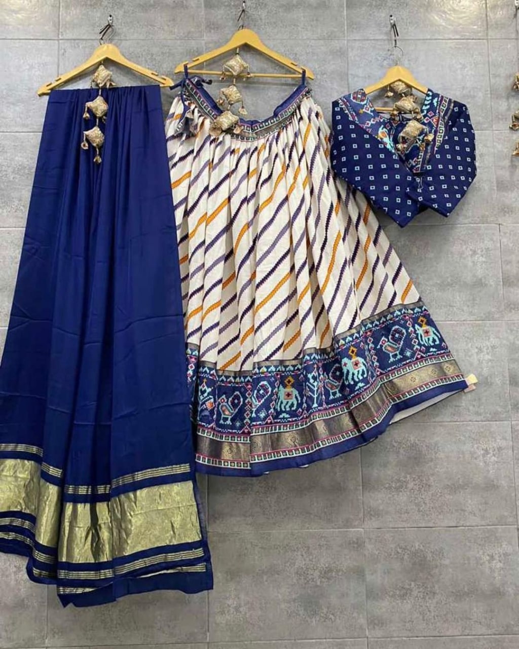 Blue Color Fancy Digital Print Work Soft Chinon Silk Navaratri Lehenga Choli