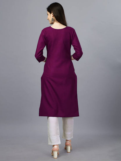 Purple Blue Color Fully Stiched Casual Embroidery Kurti