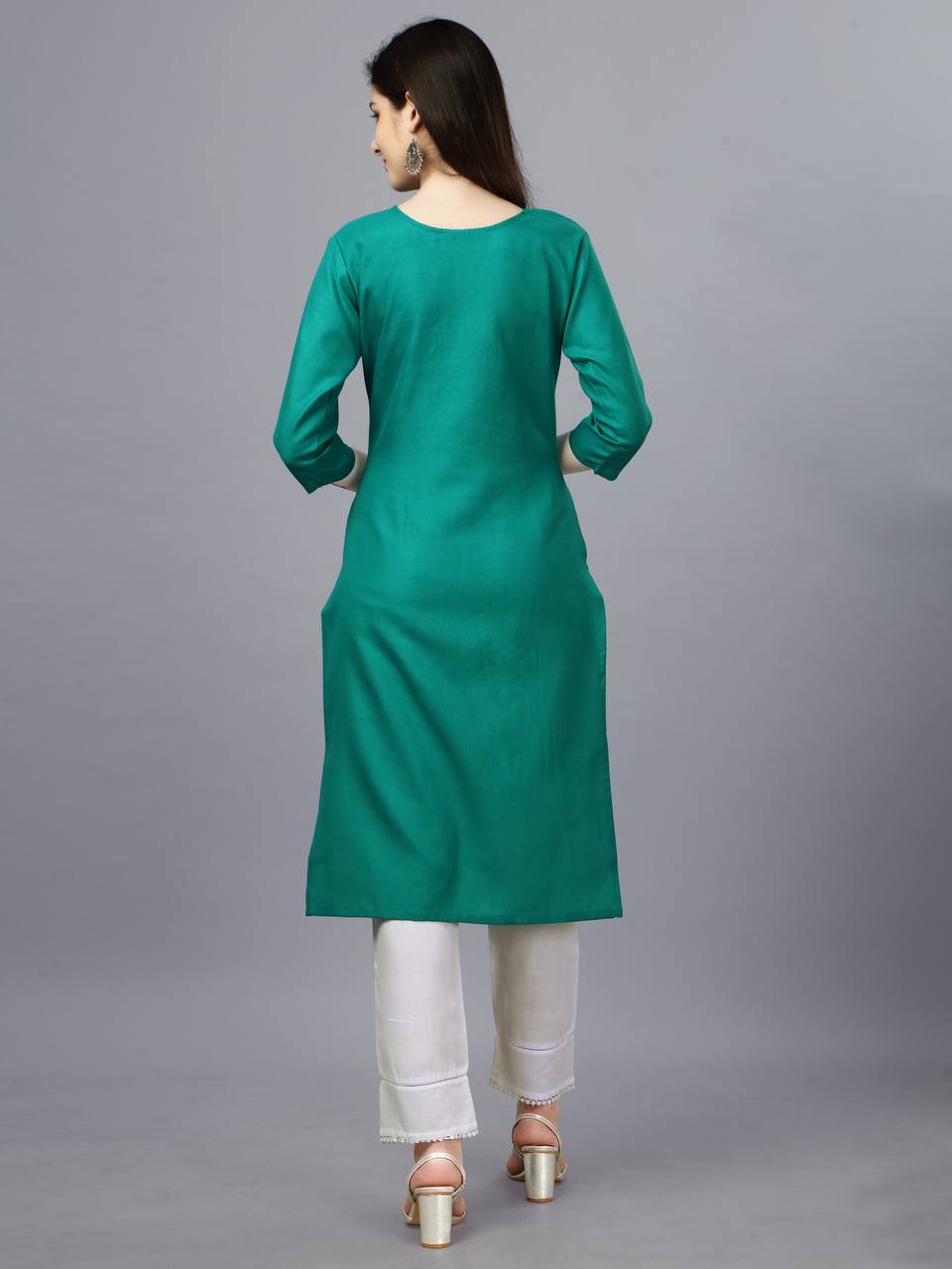 Light Green Color Fully Stiched Casual Embroidery Kurti