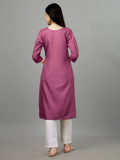 Wine Color Fully Stiched Casual Embroidery Kurti