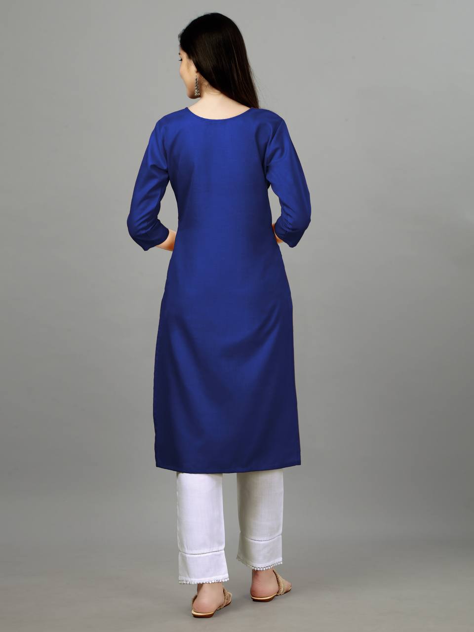 Royal Blue Color Fully Stiched Casual Embroidery Kurti