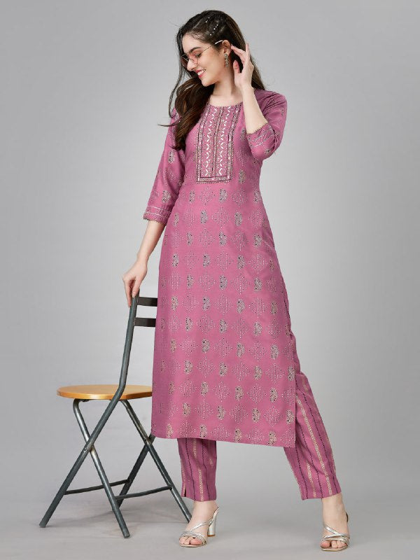 Wine Color Fully Stiched Rayon Kurti and Pant