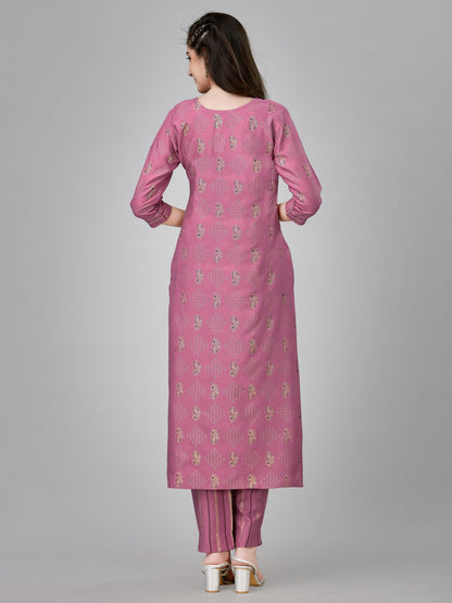 Wine Color Fully Stiched Rayon Kurti and Pant