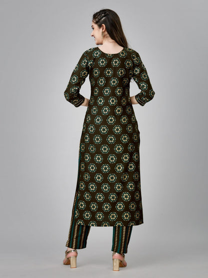 Dark Coffee Color Fully Stiched Rayon Kurti and Pant