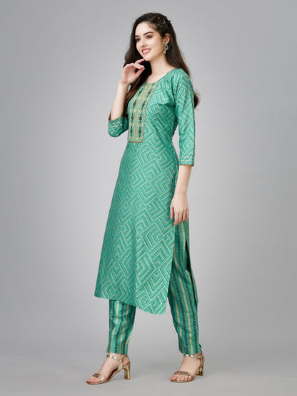 Pista Color Fully Stiched Rayon Kurti and Pant