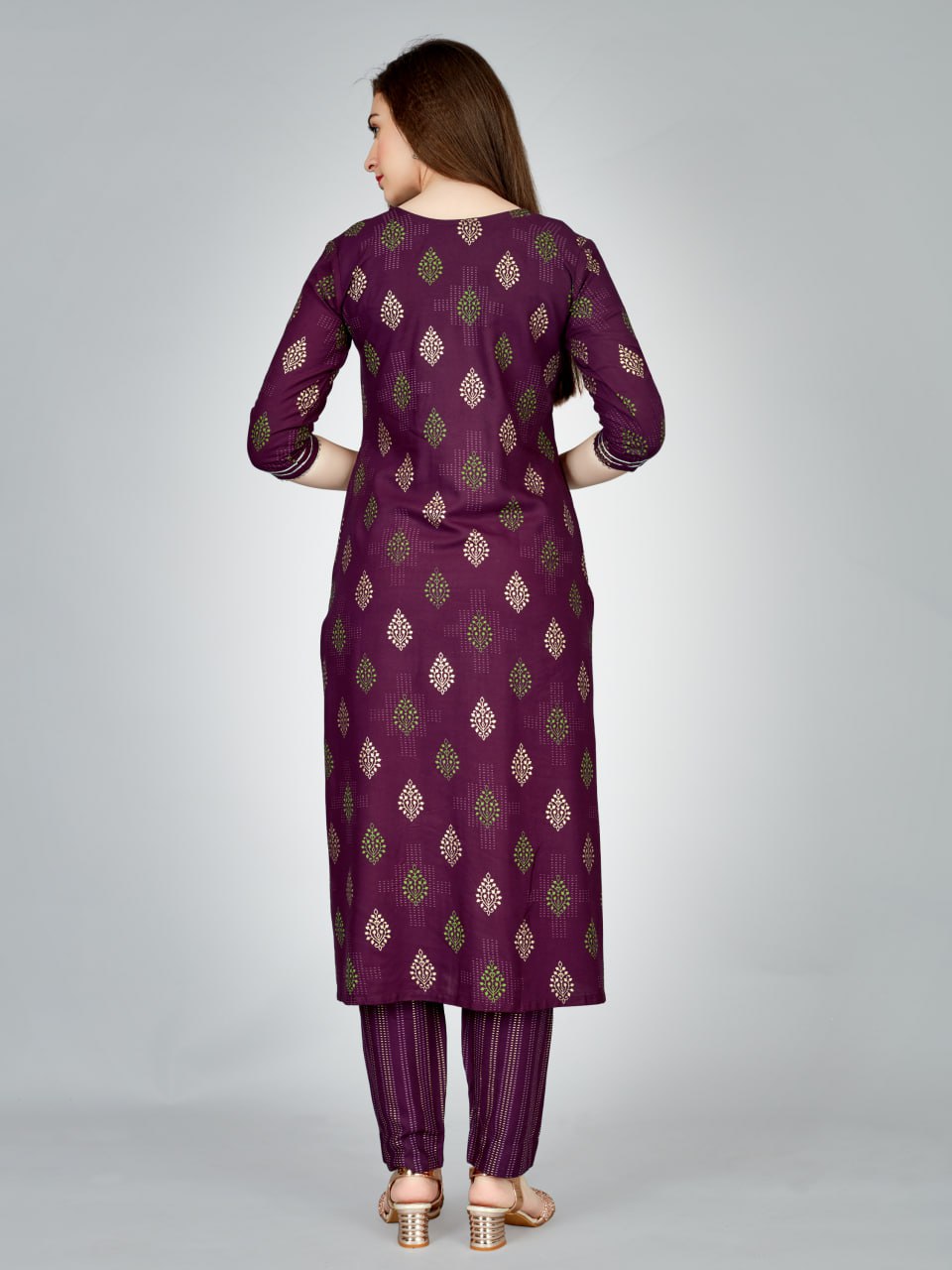 Purple Color Heavy Rayon 14 Kgs With Embroidery Work Kurti and Pant