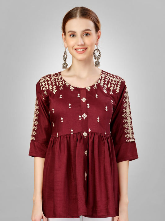 Rust Color Fully Stiched Western Top
