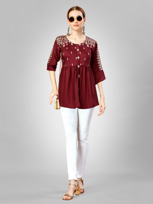 Rust Color Fully Stiched Western Top