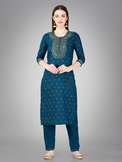 Morpich Color Cotton Magic Slub with Embroidery & Sequence Work Pant  Kurti  Pant  Dupatta