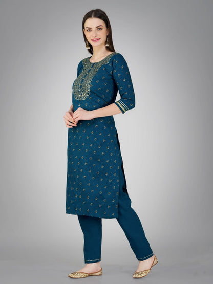 Morpich Color Cotton Magic Slub with Embroidery & Sequence Work Pant  Kurti  Pant  Dupatta