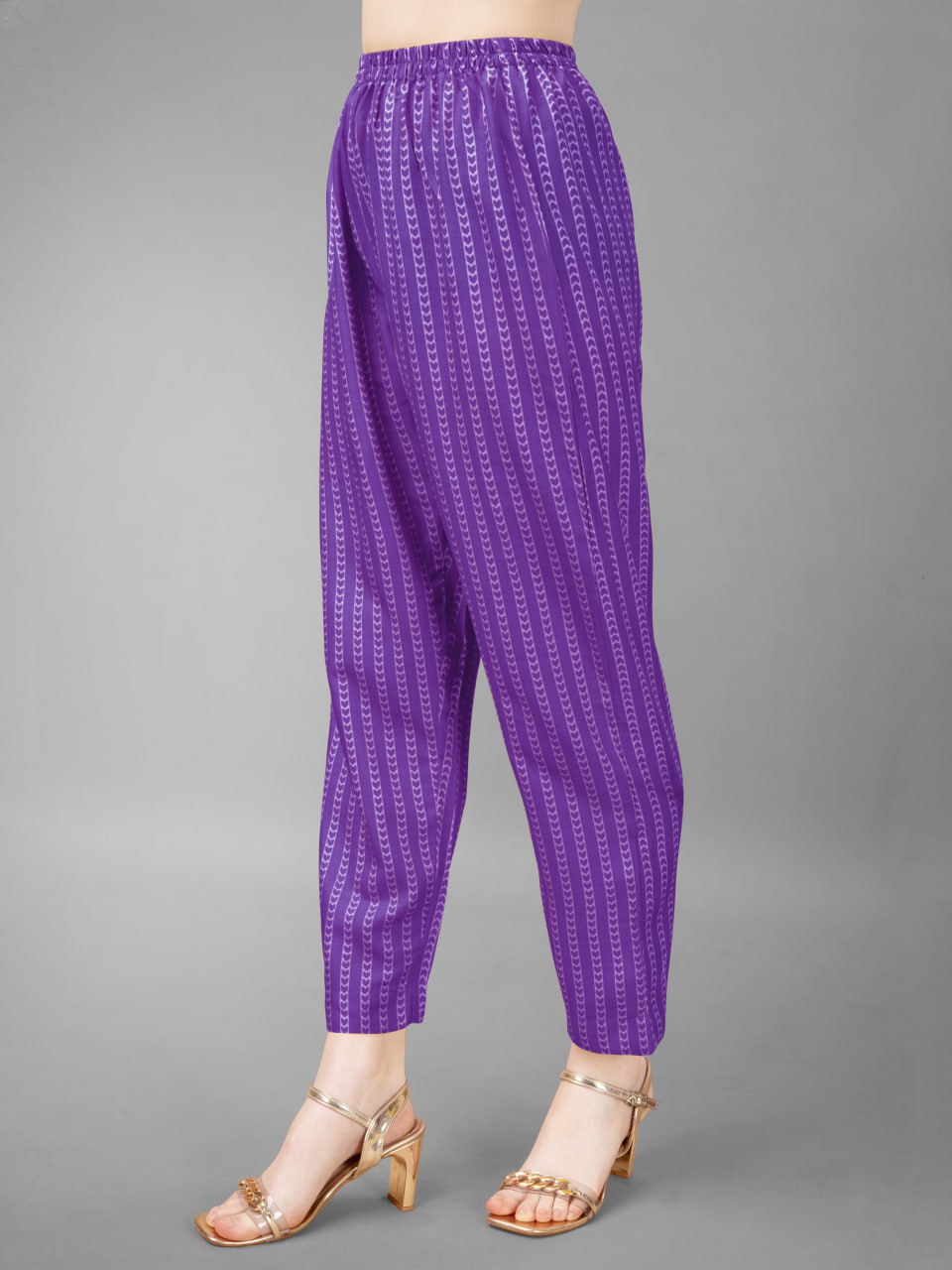 Purple Colour Rayon Print With Embroidery and Fancy Lace Work Kurti Pant Dupatta