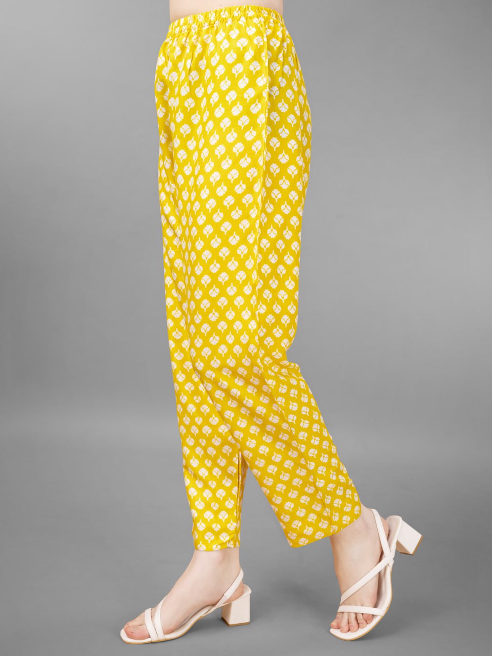 Yellow Colour Rayon Print With Embroidery and Fancy Lace Work Kurti Pant Dupatta