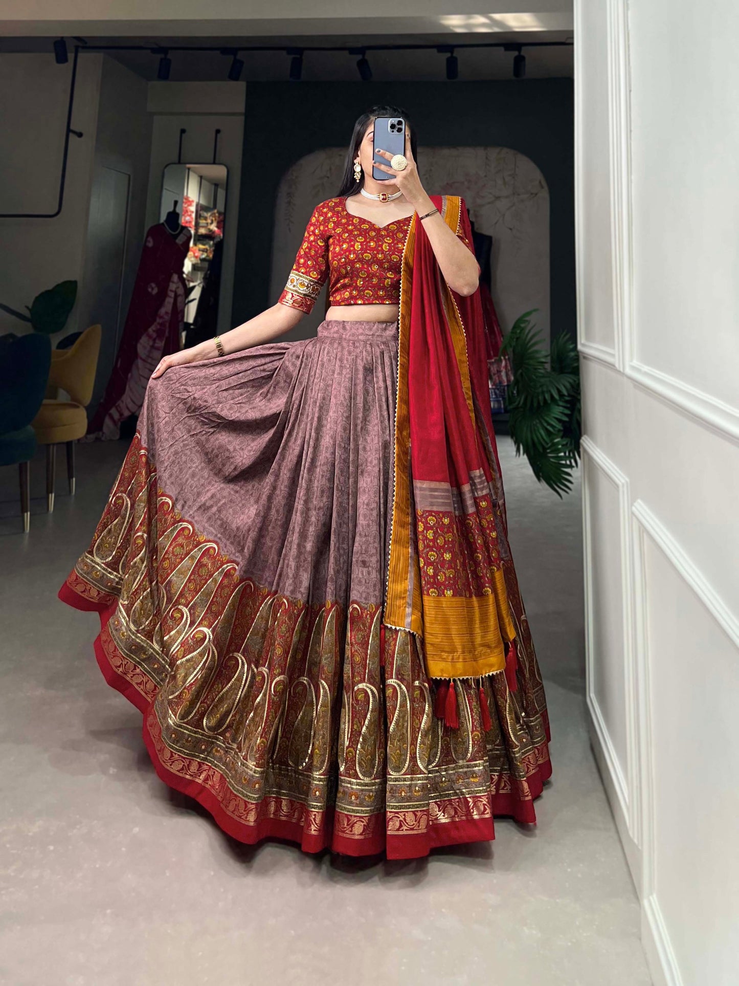 Onion Color Zari Weaving Work Jacquard Silk Lehenga Choli