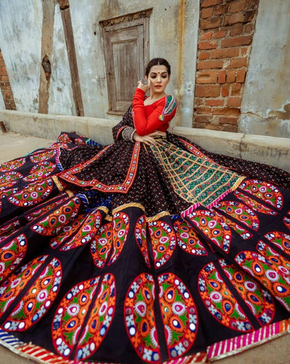 Red Color Heavy Butter Silk With Digital Print Navratri Lehenga Choli