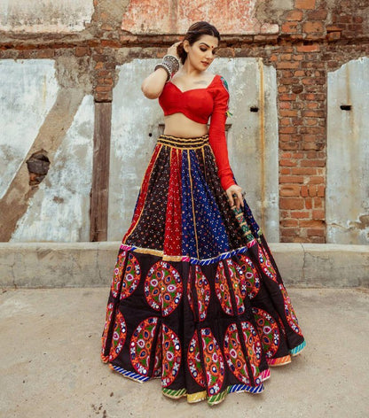 Red Color Heavy Butter Silk With Digital Print Navratri Lehenga Choli