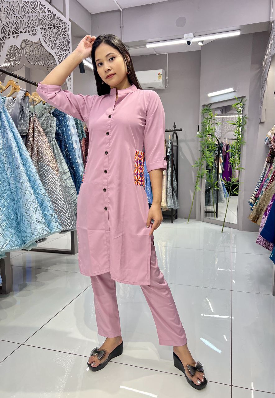 Designer Heavy Malai Crepe Kurti Pant