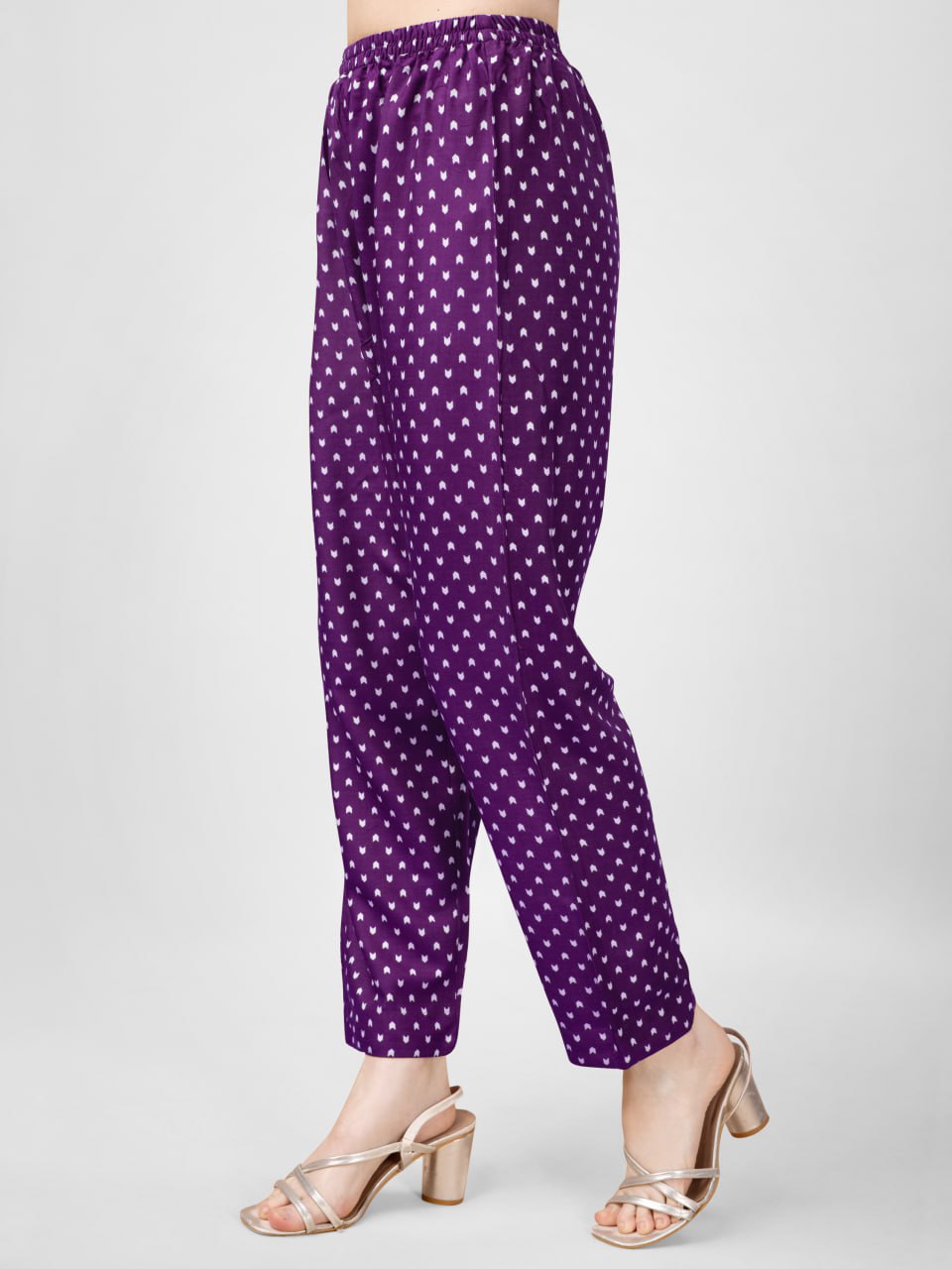 Purple Color Rayon Print with Embroidery and Fancy Lace Work Kurti Pant Dupatta