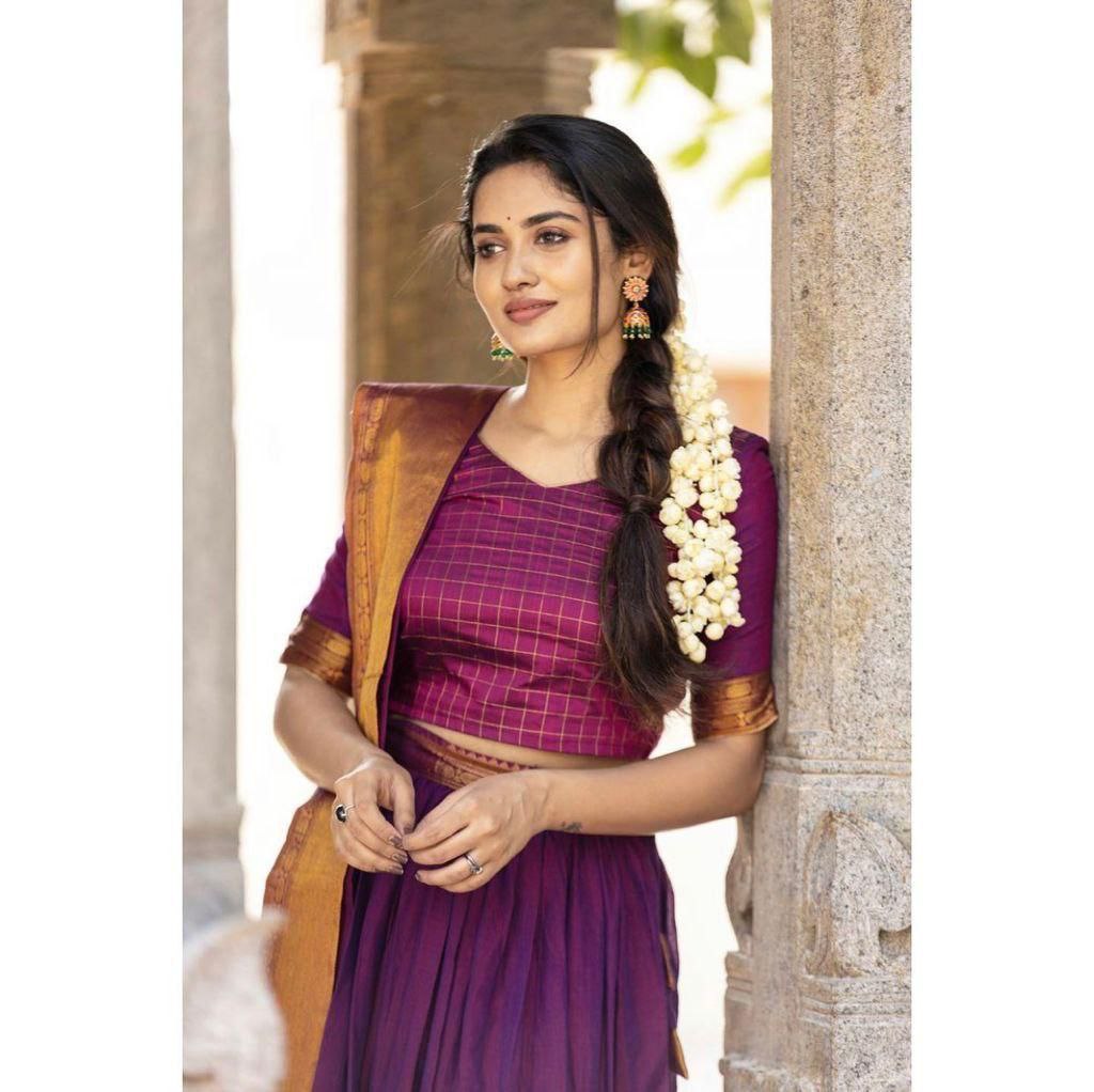 Haunted Purple Kanjiveram Silk Zari Lehanga With Blouse Along With Heavy Jacqurad Zari Blouse  and Heavy jacqurad Zari Border Duppta