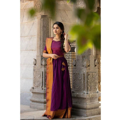 Haunted Purple Kanjiveram Silk Zari Lehanga With Blouse Along With Heavy Jacqurad Zari Blouse  and Heavy jacqurad Zari Border Duppta