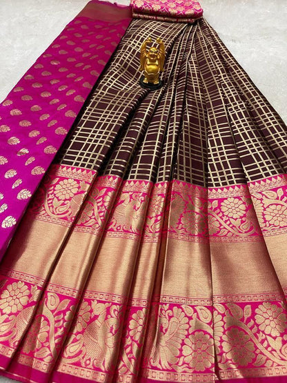 Kanjiveram Silk Zari Lehanga With Blouse Along With Heavy Jacqurad Zari Blouse   and Heavy jacqurad Zari Border Duppta