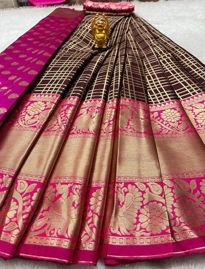 Kanjiveram Silk Zari Lehanga With Blouse Along With Heavy Jacqurad Zari Blouse   and Heavy jacqurad Zari Border Duppta