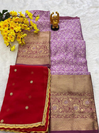 Enhance Kanjiveram Silk Zari Lehanga With Blouse Along With Heavy Embroidery Work Duppta