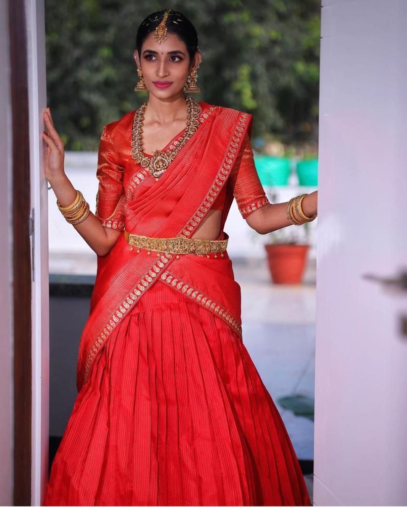 Red Kanjiveram Silk Zari Lehanga With Blouse Along With Heavy Jacqurad jari Work  Duppta