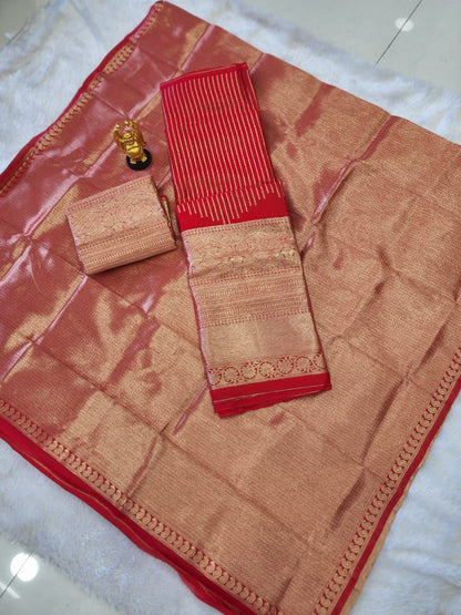 Red Kanjiveram Silk Zari Lehanga With Blouse Along With Heavy Jacqurad jari Work  Duppta