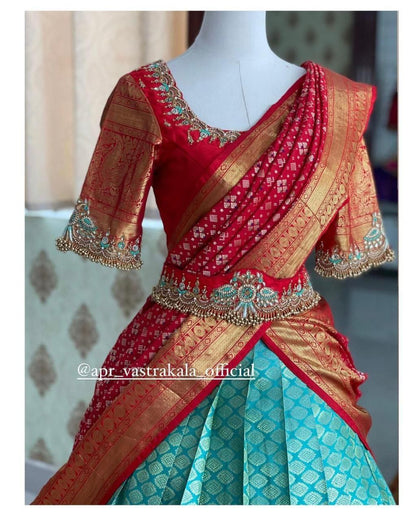 Kanjiveram Silk Zari Lehanga With Blouse Along With Heavy Jacqurad jari Work  Duppta