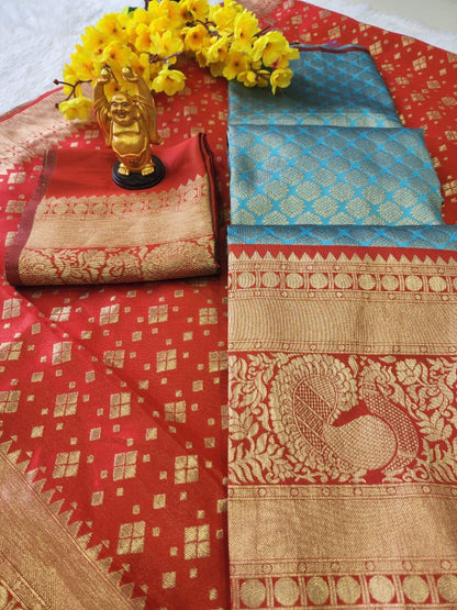 Kanjiveram Silk Zari Lehanga With Blouse Along With Heavy Jacqurad jari Work  Duppta