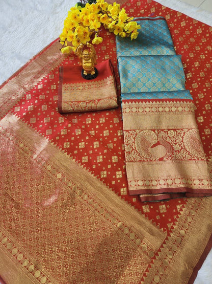 Kanjiveram Silk Zari Lehanga With Blouse Along With Heavy Jacqurad jari Work  Duppta