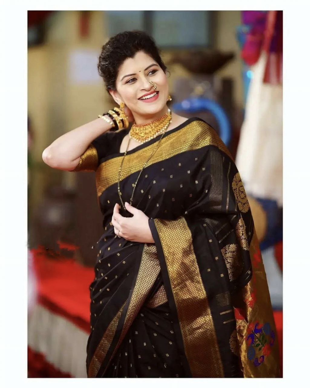 Demanding Black Paithani Silk Saree With Unequalled Blouse Piece