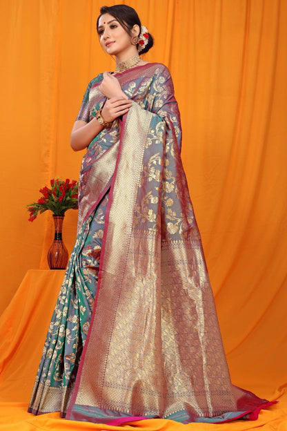 Multicolour Paithani Pure Silk Handloom Saree With Pure Jari