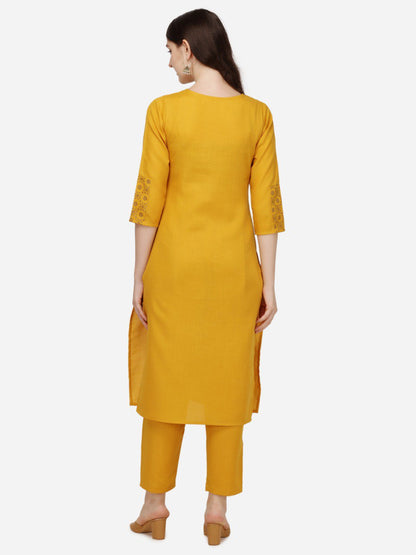 Yellow Cotton Bandhani Prints With Gathered Sleeve Kurti Pant