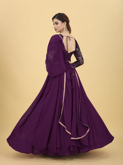 New Wedding Wine Akshu Lehenga Semi- Stitch