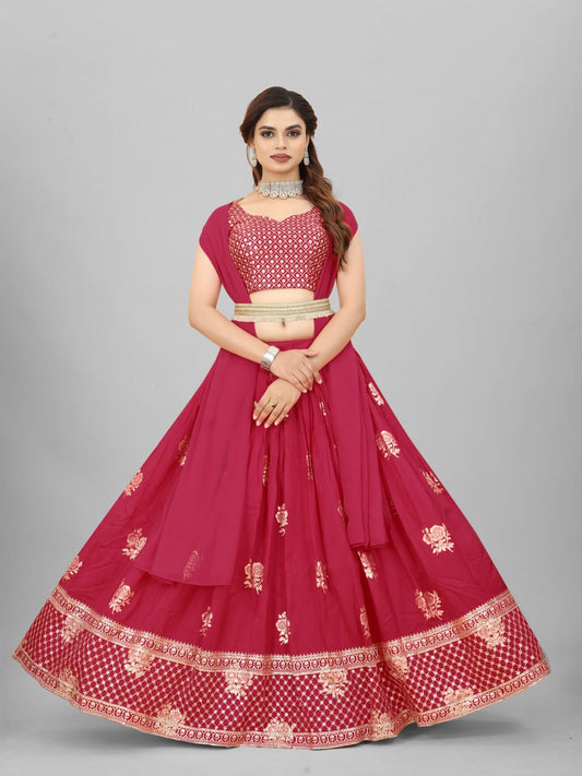 Mulberry Rani Colour Designer Lehenga Choli Full Stitched