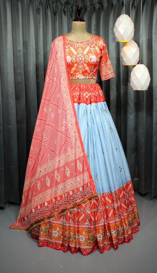 Presernting New Stylish Designer Digital Printed Work Lahenga Choli With Dupatta