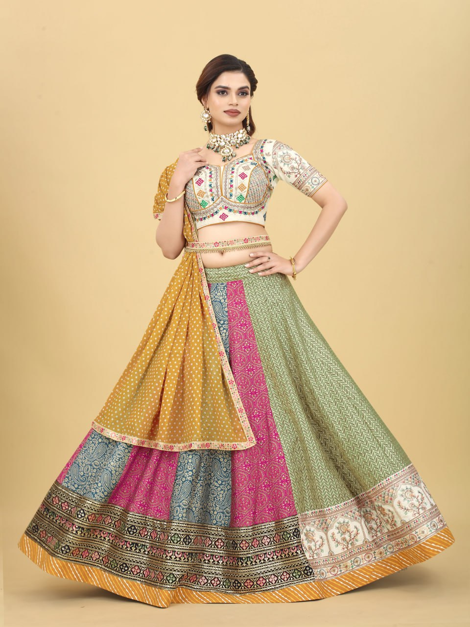 Rajwadi  Designer Muslin Cotton Lehenga Choli Fully Stitched