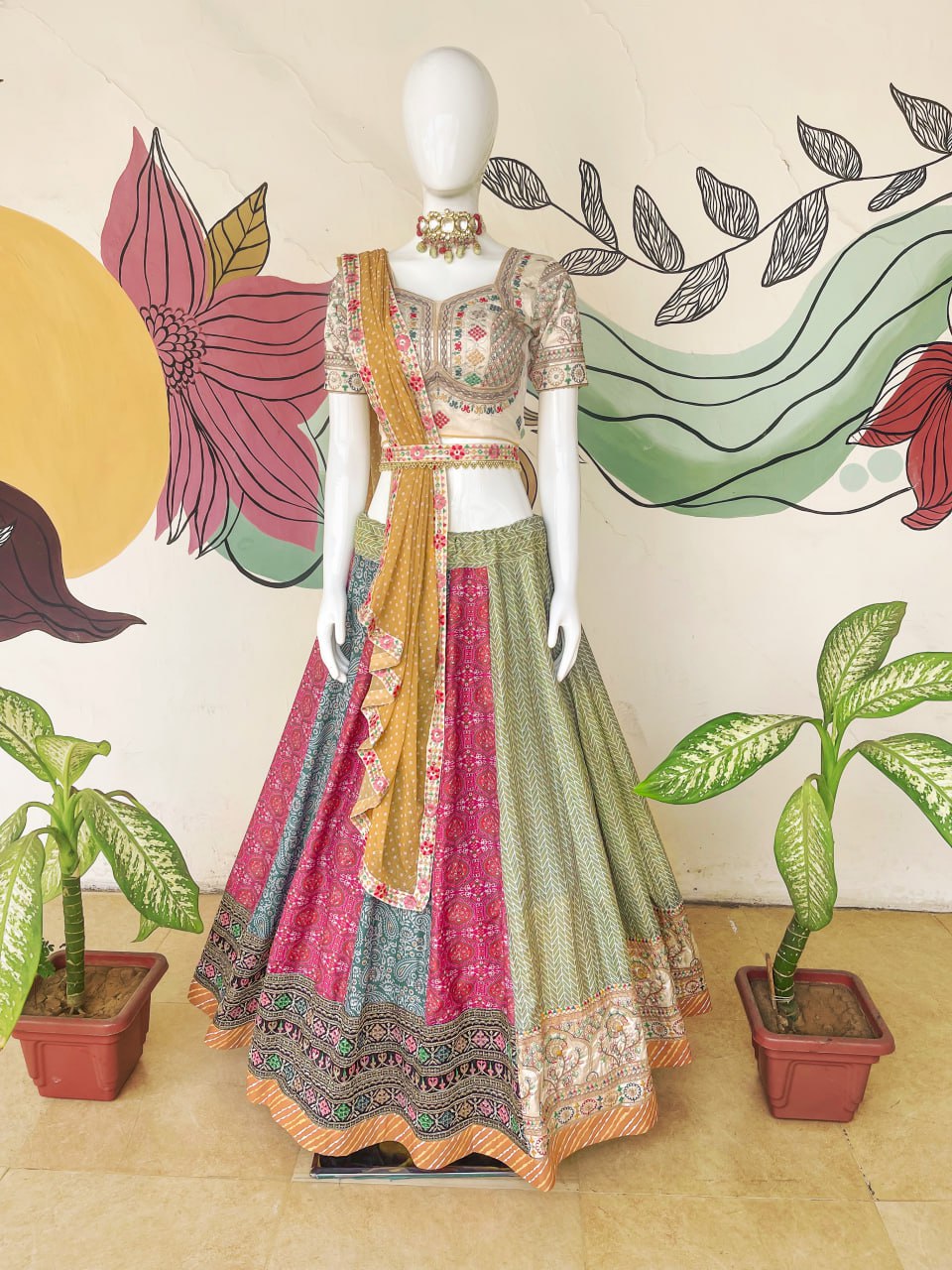 Rajwadi  Designer Muslin Cotton Lehenga Choli Fully Stitched